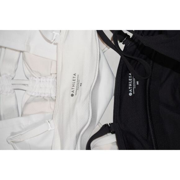 Athleta Conscious Crop Bra XS Black & White Ruched Bralette Set | Adjustable - Picture 6 of 6